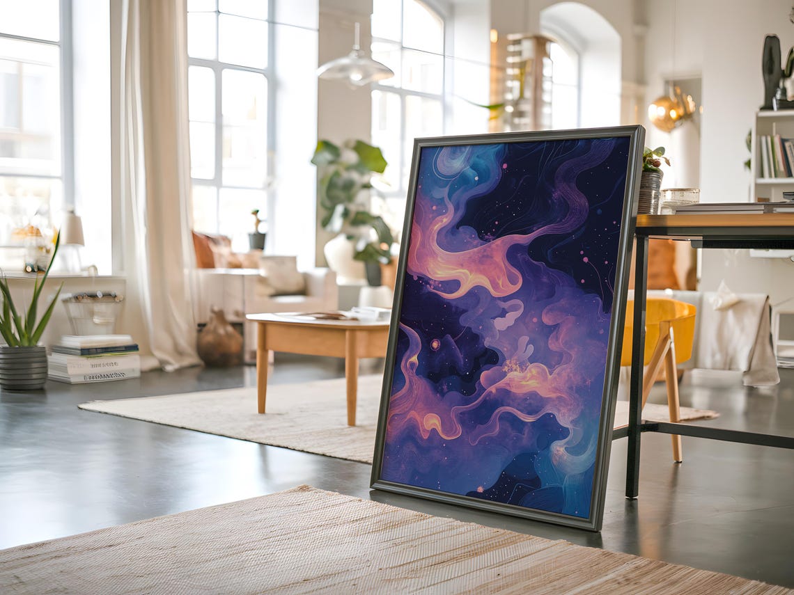 Purple Nebula Cosmic Galaxy Fluid Swirling Space Abstract Poster - Image 5