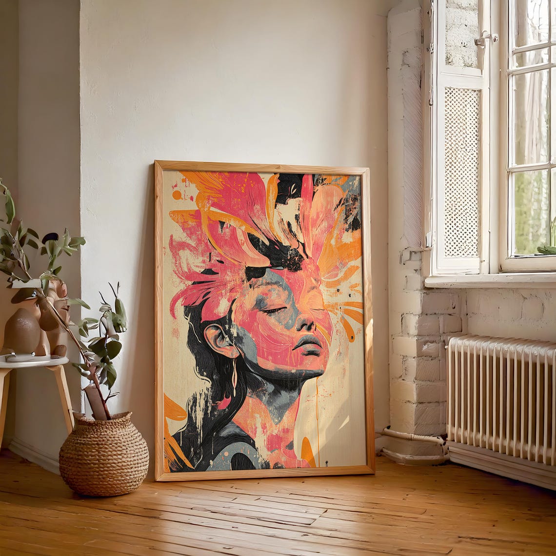 Vibrant Woman Portrait Colorful Expressionist Floral Art Print - Image 5