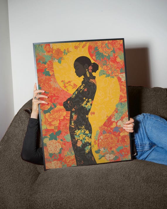 Floral Woman Art Print Elegant Silhouette Bold Botanicals Modern Figurative Wall