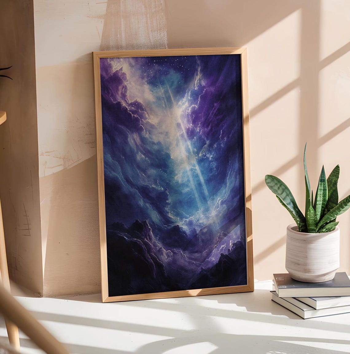 Cosmic Clouds Light Rays Purple Starry Celestial Dreamy Sky Poster