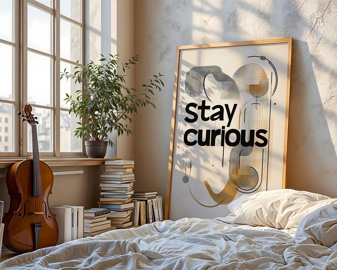 Stay Curious Typography Motivational Modern Abstract Quote Poster - Image 3