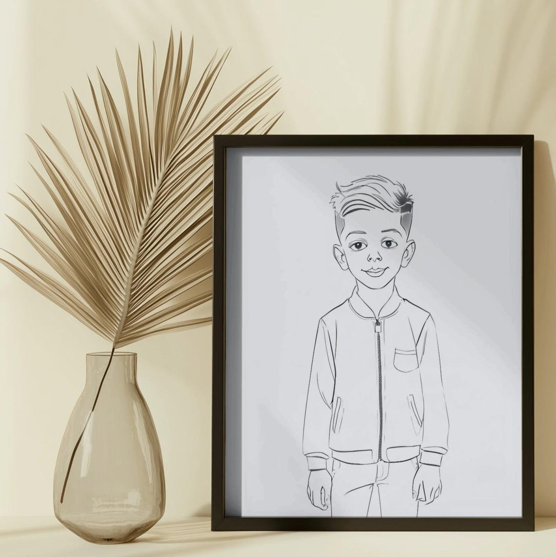 Minimalist Black Line Drawing Portrait Of Man From Photo Poster - Image 3