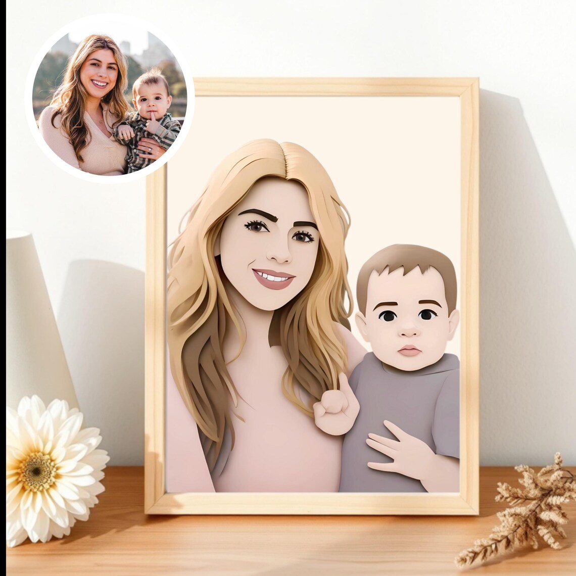 Fun Cartoon Family Of Three Custom Portrait Illustration Poster - Image 6