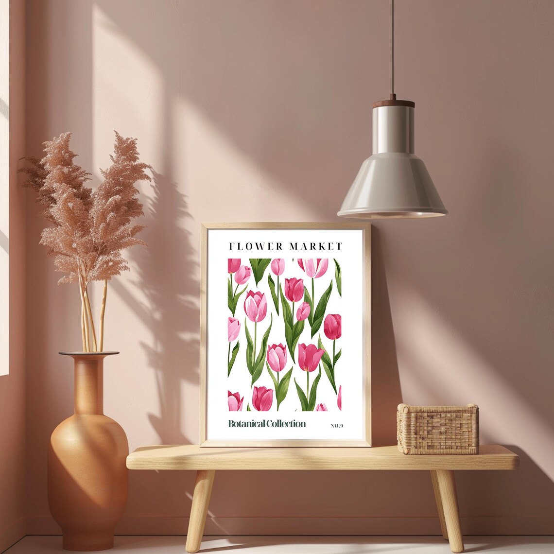 Flower Market Pink Tulips Watercolor Botanical Collection Poster - Image 2