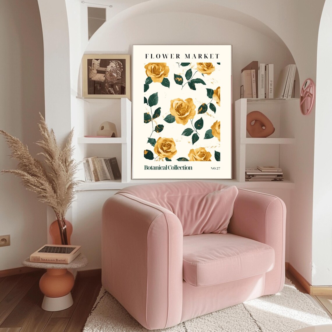 Gold Rose Flower Market Watercolor Botanical Collection No 27 Poster - Image 3
