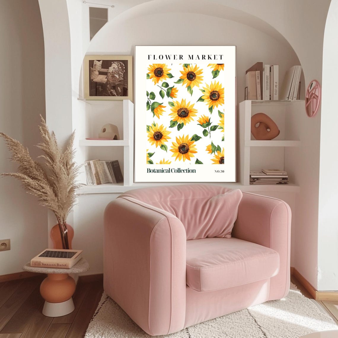 Sunflower Pattern Flower Market Watercolor Botanical No 30 Art Poster - Image 3