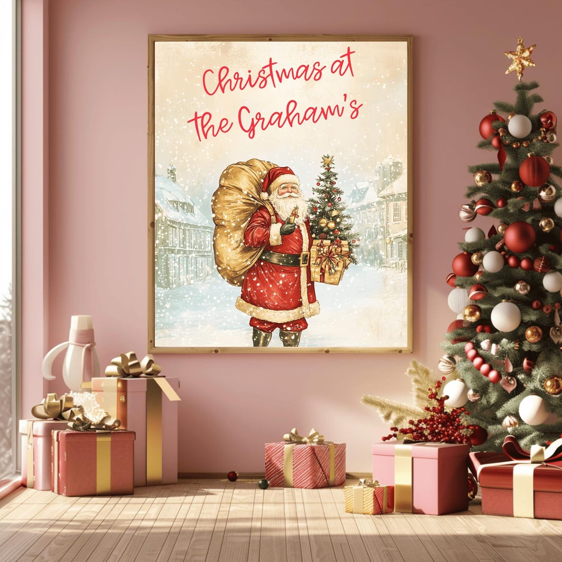 Family Christmas at the Smith's Santa with His Gift Sack Poster - Image 3