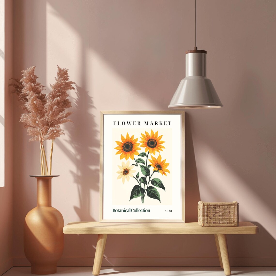 Sunflower Bouquet Flower Market Watercolor Botanical No 31 Art Poster - Image 2