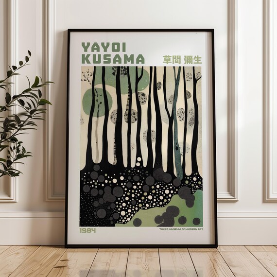 Yayoi Kusama Forest Moon Dotted Trees Exhibition Art Poster 1984