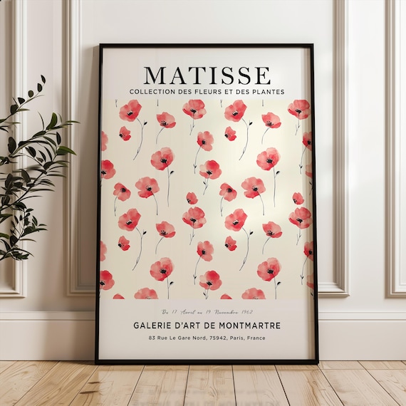 Matisse Red Poppy Field Exhibition Gallery Poster Botanical Decor