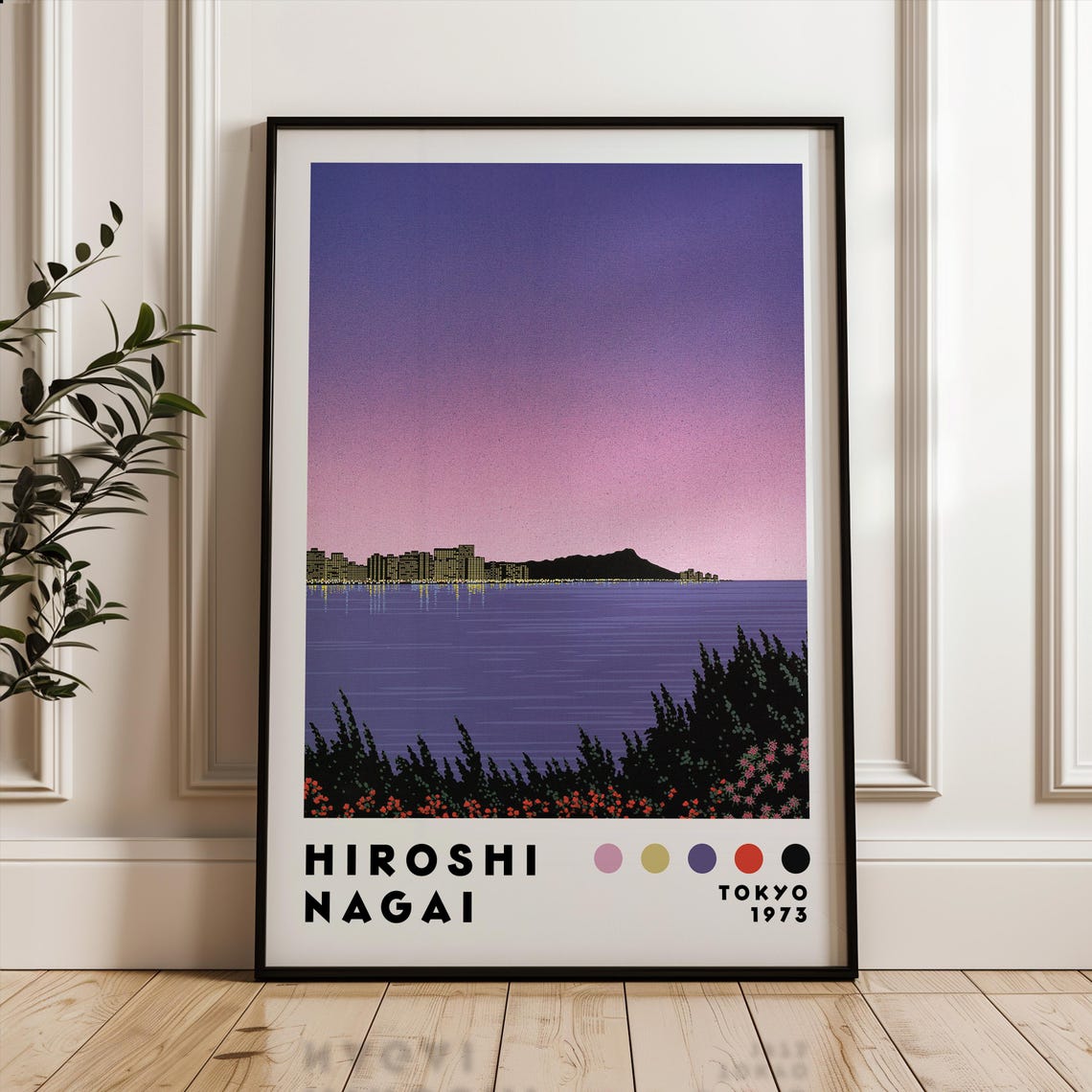 Hiroshi Nagai Tokyo 1975 Retro Japanese Sunset Skyline Poster
