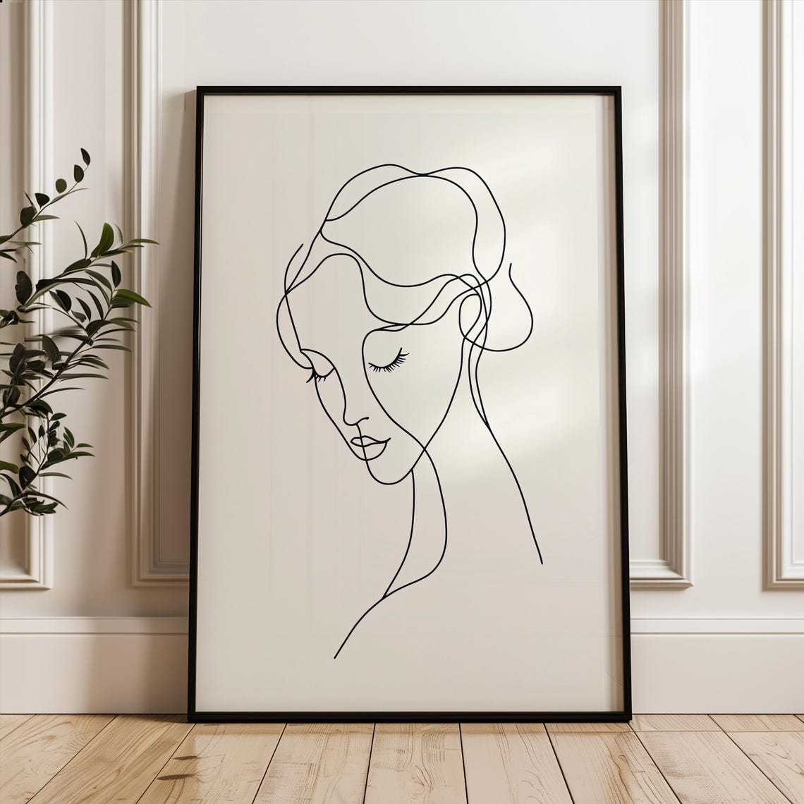 Abstract Woman Face Continuous Line Art Minimalist Portrait Poster