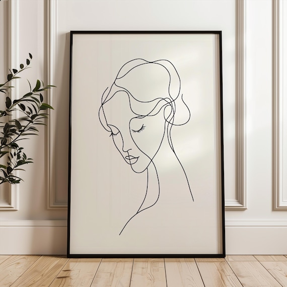 Abstract Woman Face Continuous Line Art Minimalist Portrait Poster