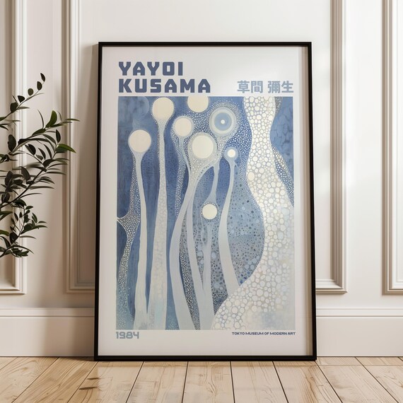 Yayoi Kusama Blue Organic Dotted Forms 1984 Exhibition Poster