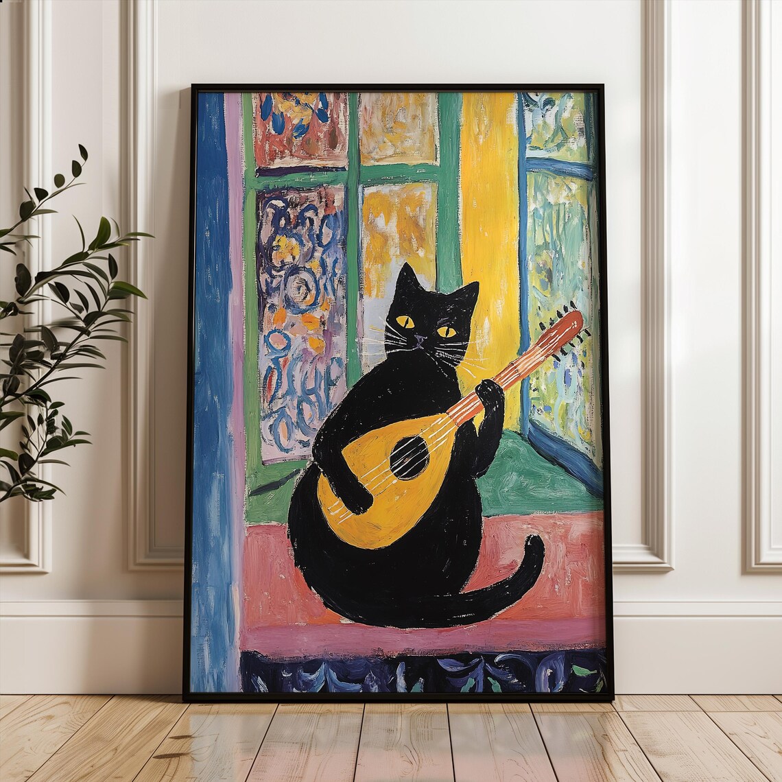 Black Cat Poster, Matisse-Inspired Funny Art Print