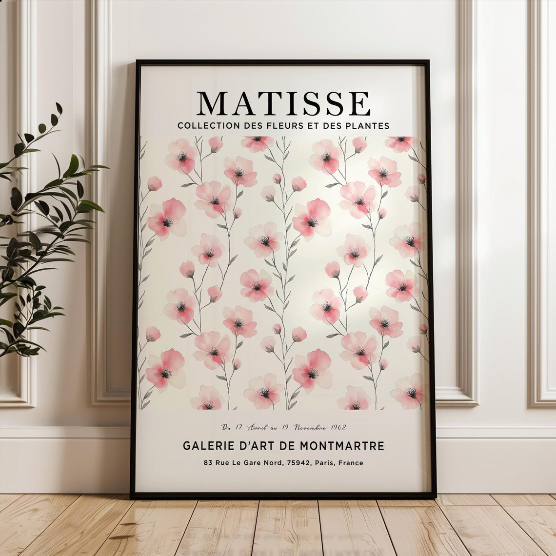 Henri Matisse Pink Flowers Botanical Exhibition Gallery Art Poster