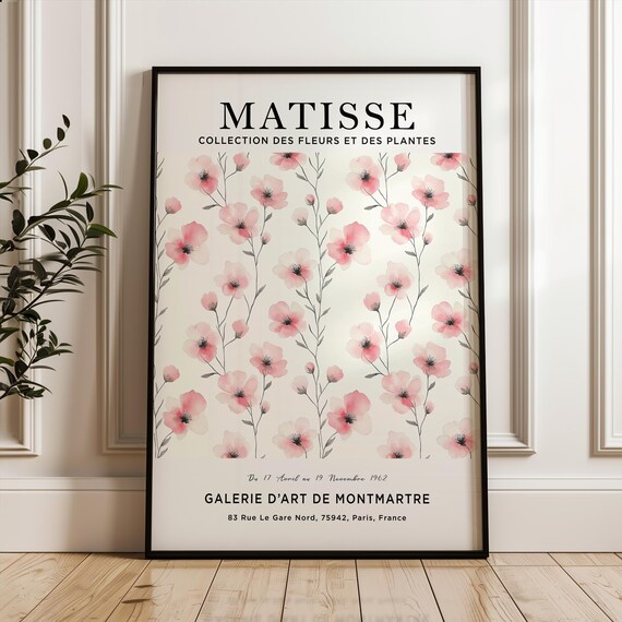 Henri Matisse Pink Flowers Botanical Exhibition Gallery Art Poster