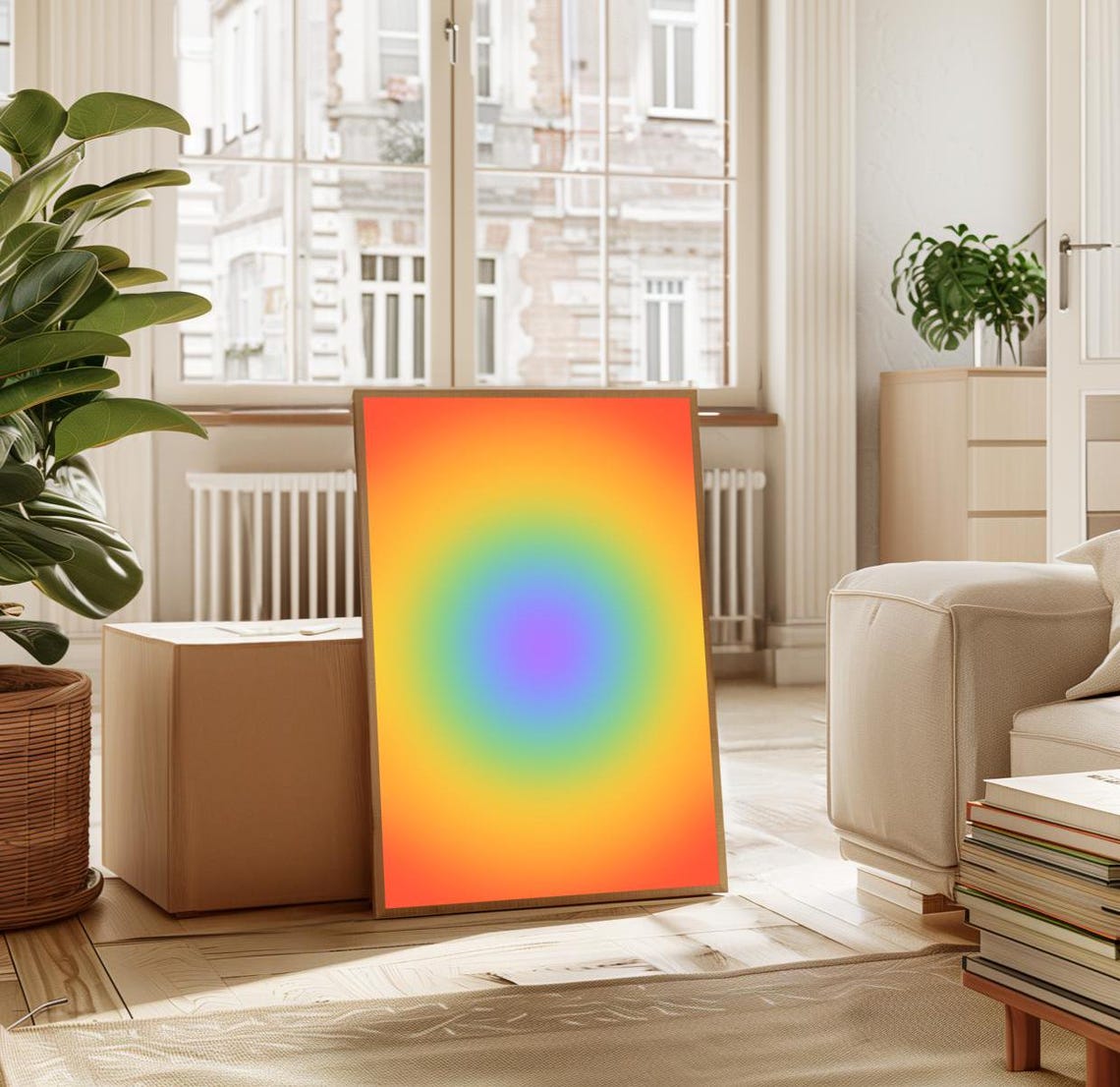 Orange Rainbow Aura Gradient Glow Vibrant Abstract Art Poster - Image 3