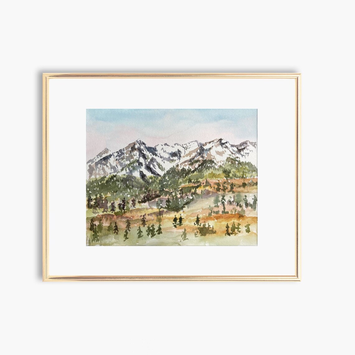 Telluride Mountains Watercolor Art Print, Colorado