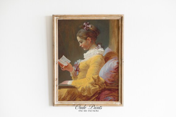 Young Girl Reading 18th Century French Rococo Style Portrait Poster