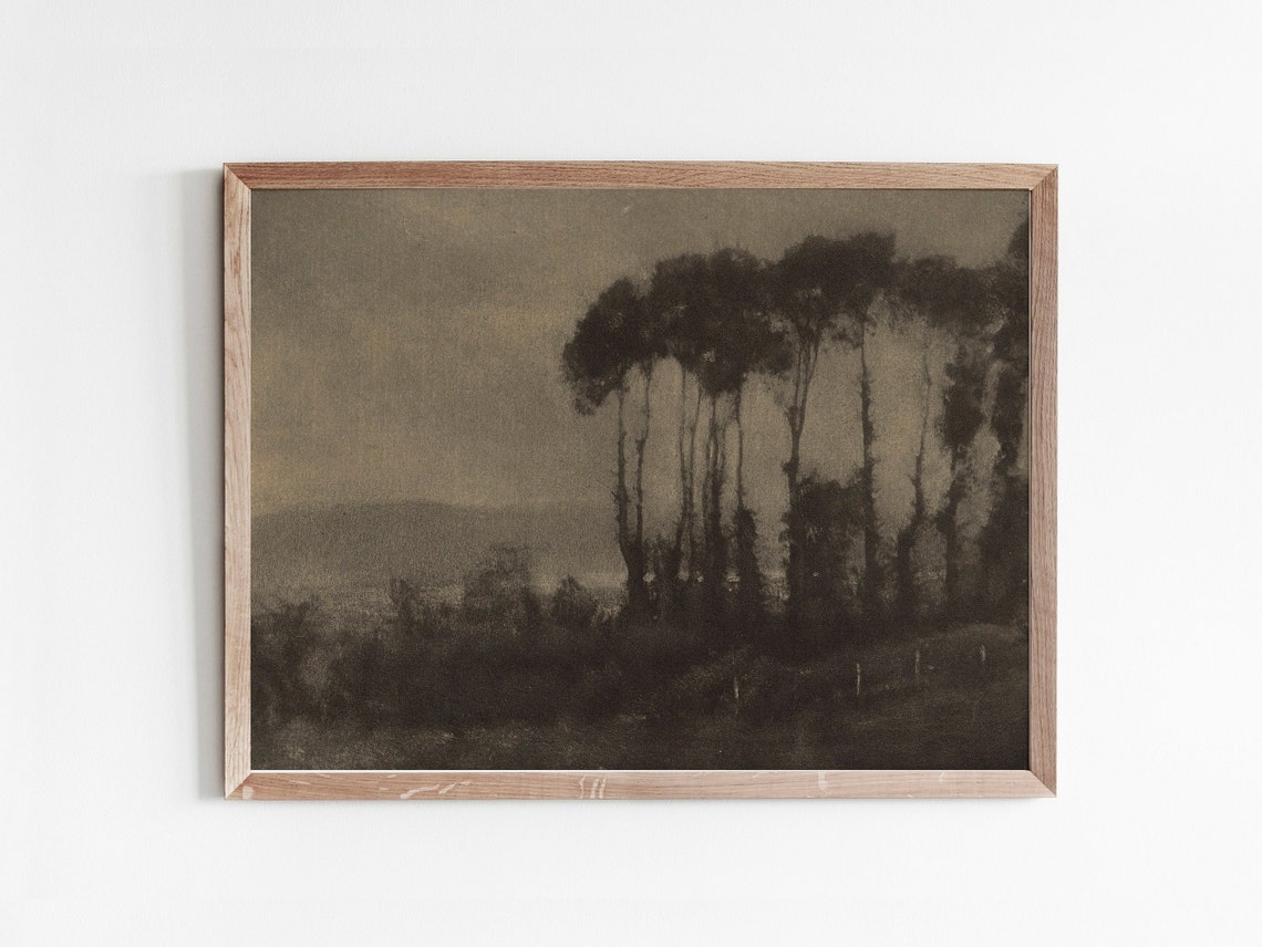 Dark Sepia Trees Dusk Silhouette Vintage Tonalist Landscape Poster - Image 4