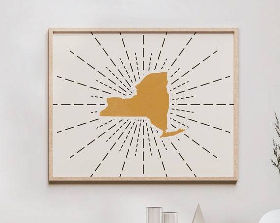 New York Boho Wall Art Bohemian Decor Print Abstract Mid Century Modern State Of