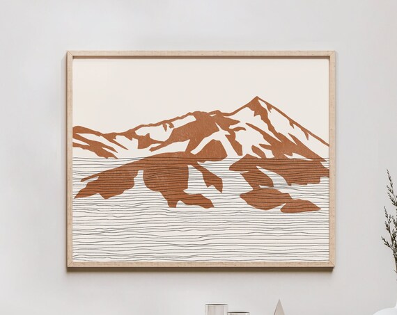 Boho Crested Butte Art Print Rocky Mountains Colorado Elk Mountain Range Outline Silhouette Wall Travel Poster