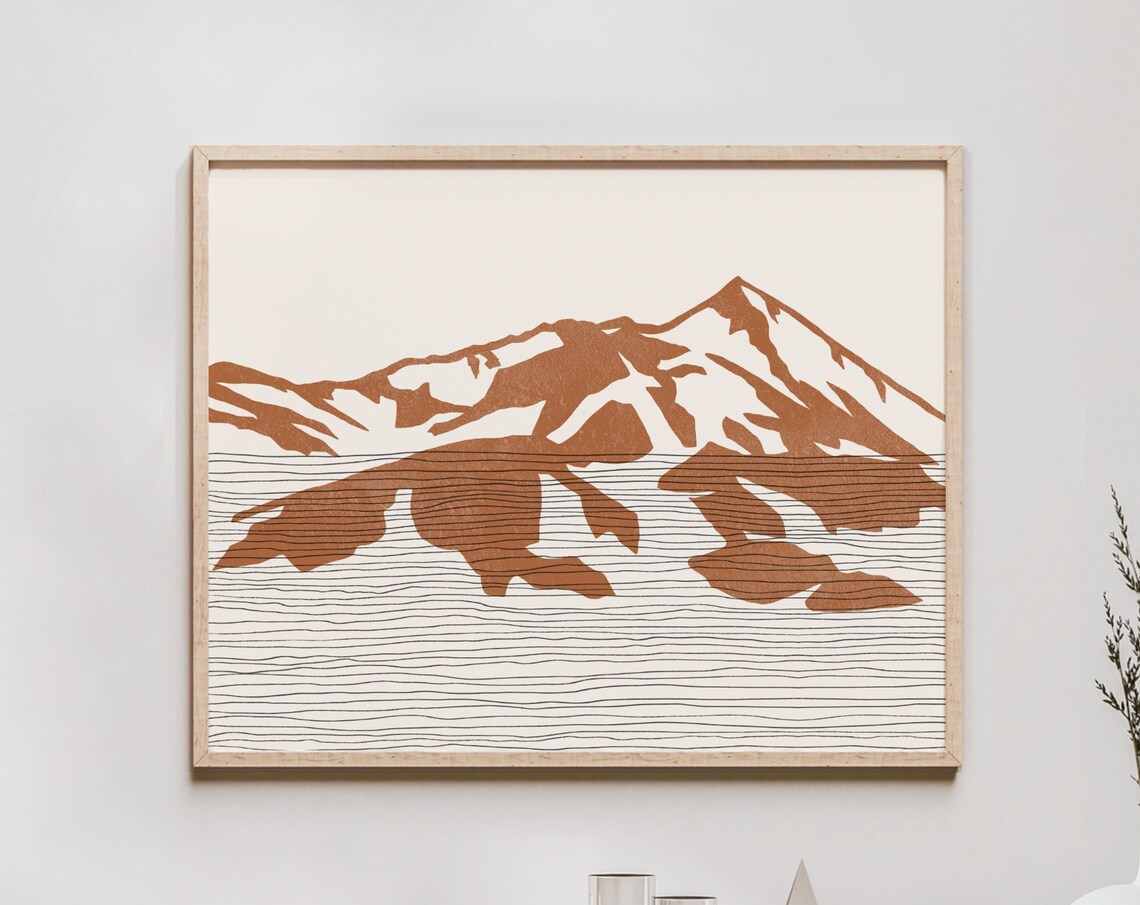 Boho Crested Butte Art Print Rocky Mountains Colorado Elk Mountain Range Outline Silhouette Wall Travel Poster