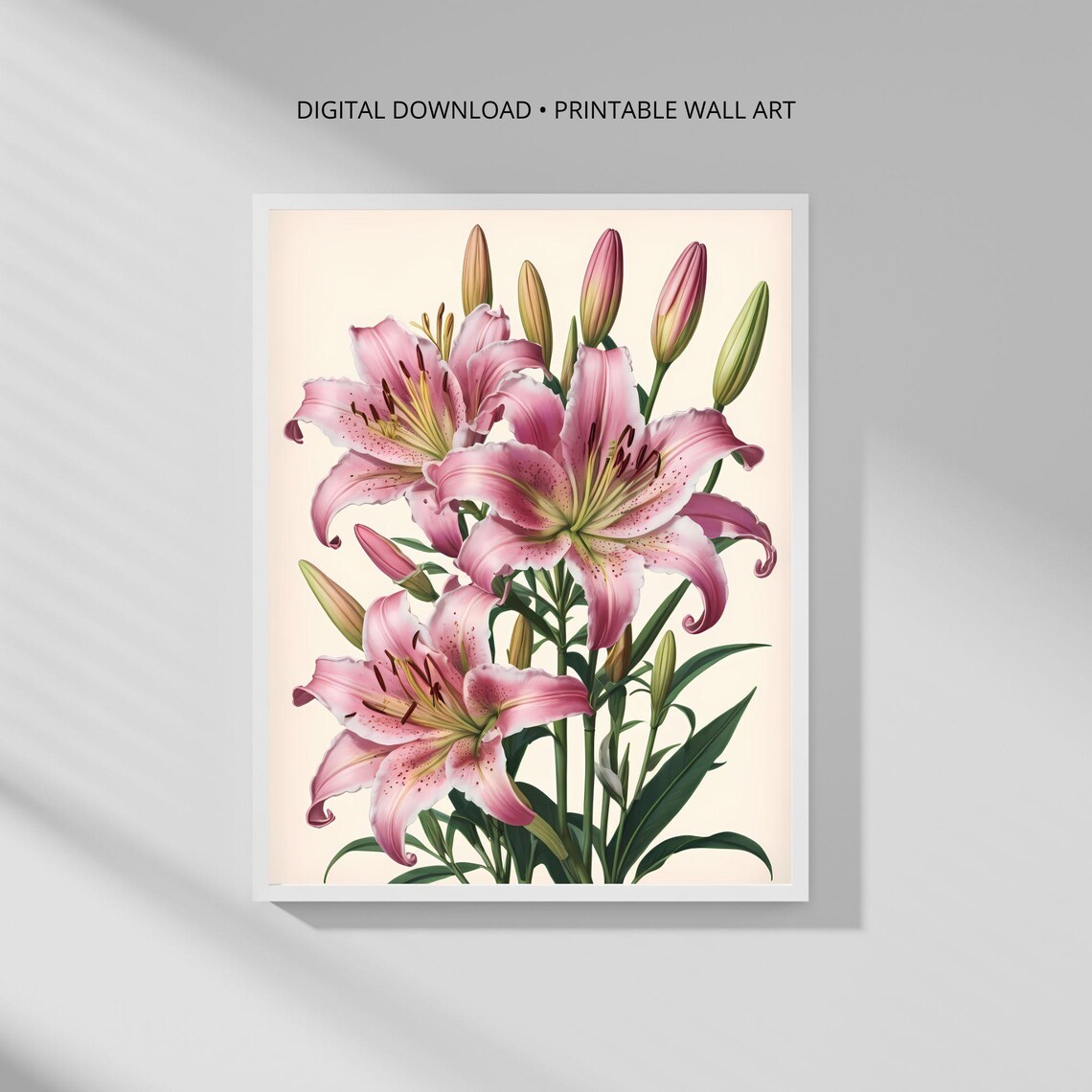Pink Lily Modern Botanical Minimalist Art Print