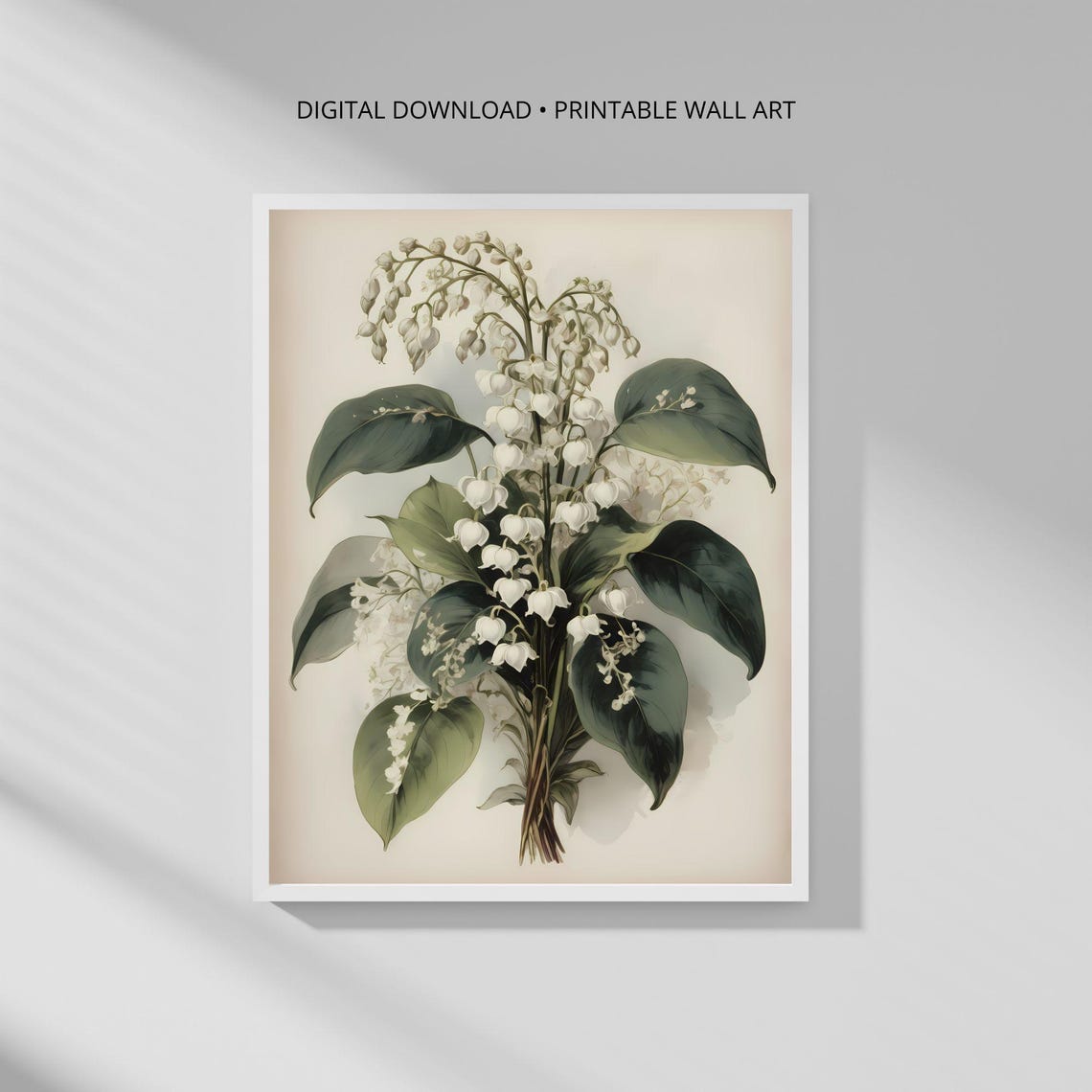 Lily of the Valley White Bells Minimalist Botanical Art Poster