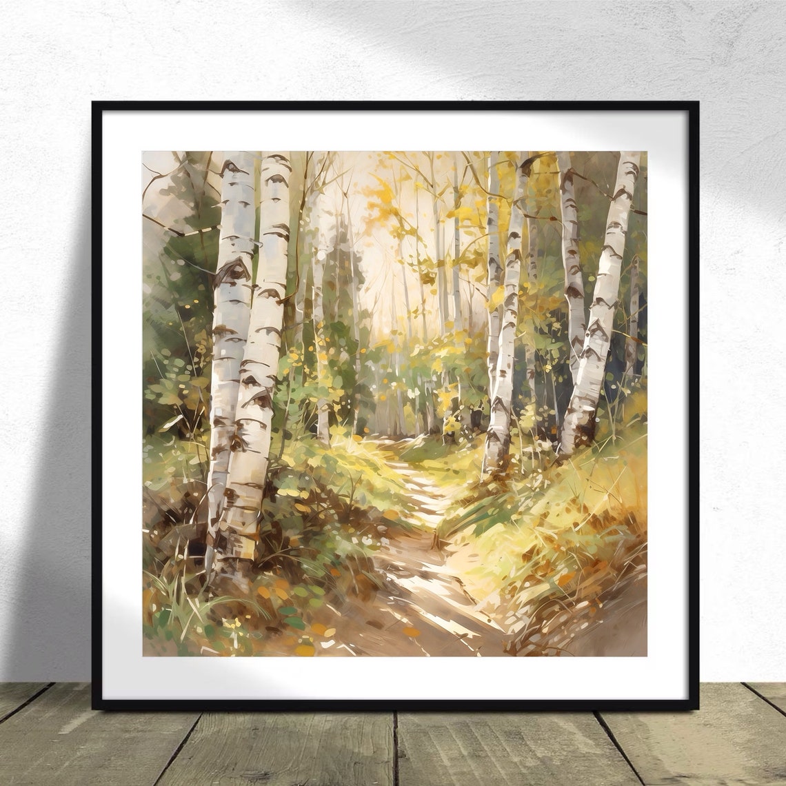 Watercolor Birch Tree Forest Painting Art Print - Image 2