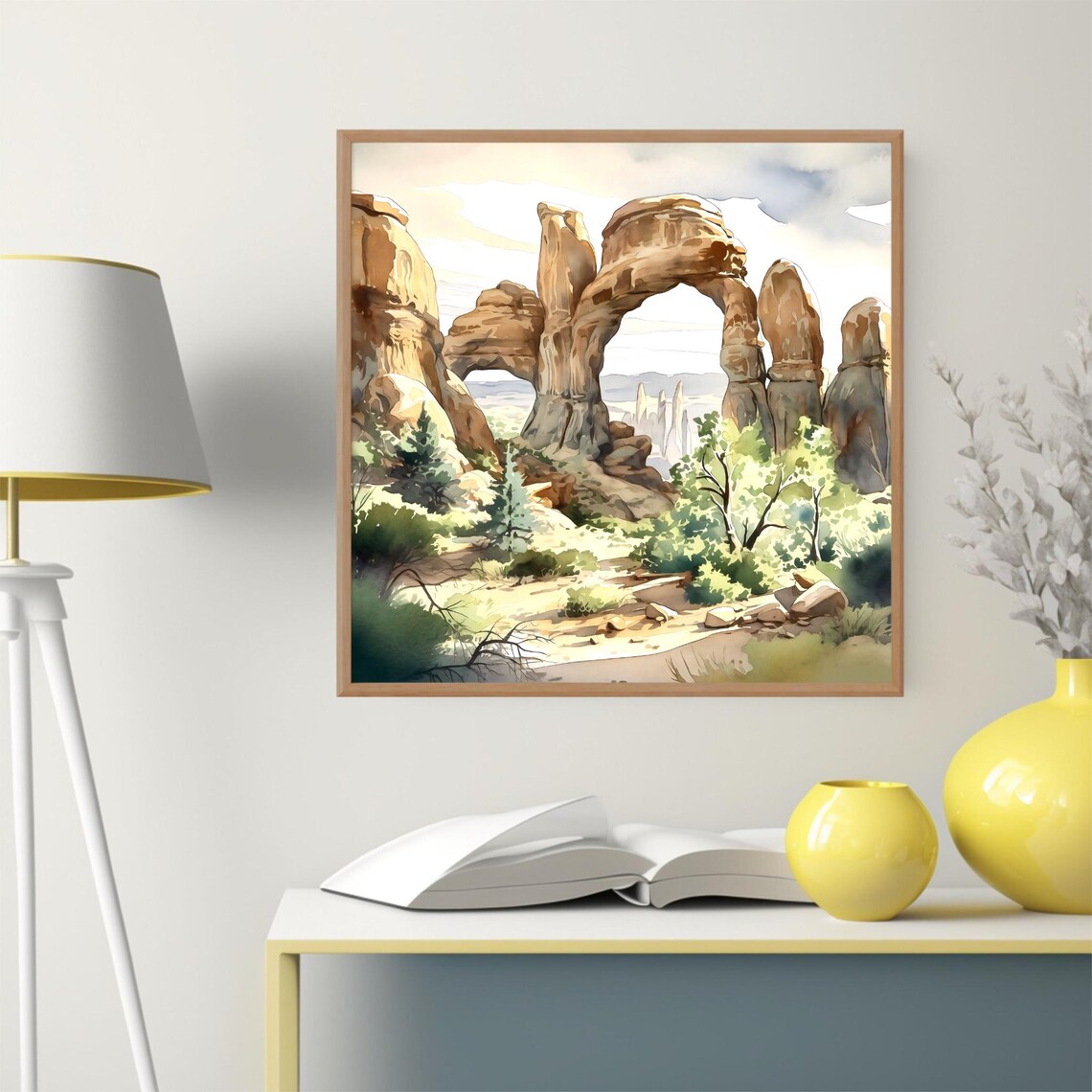 Arches National Park Double Arch Sandstone Desert Painting Poster - Image 5