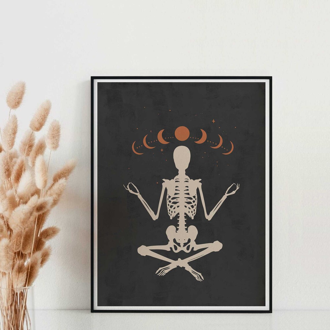 Halloween Yoga Skeleton Rustic Vintage Art Print - Image 2