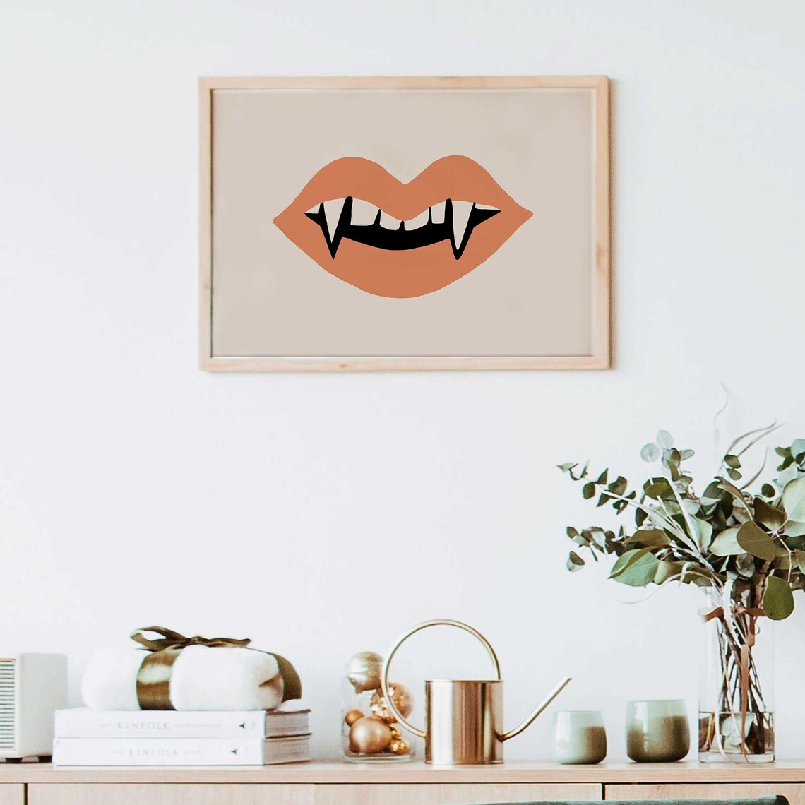 Halloween Fangs Vintage Halloween Art Print - Image 3