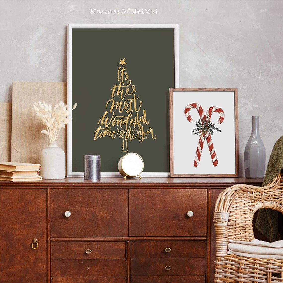 Most Wonderful Time of the Year Gold on Green Christmas Poster - Image 3