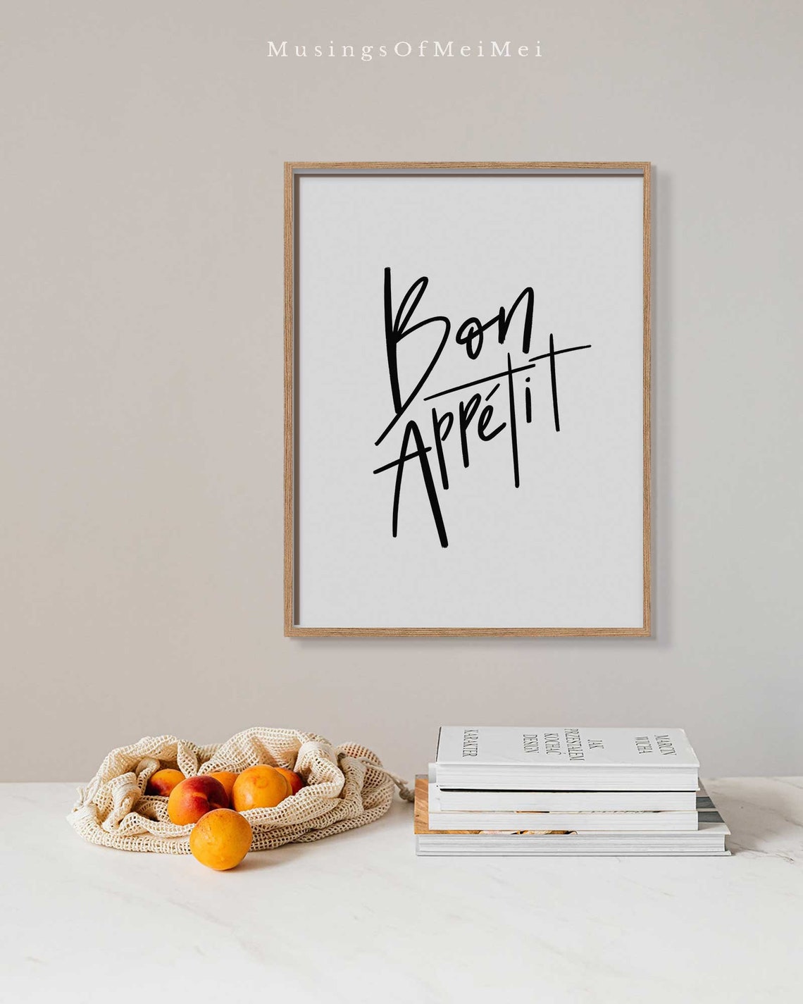 Bon Appetit Black Hand Lettering Minimalist French Kitchen Poster - Image 4