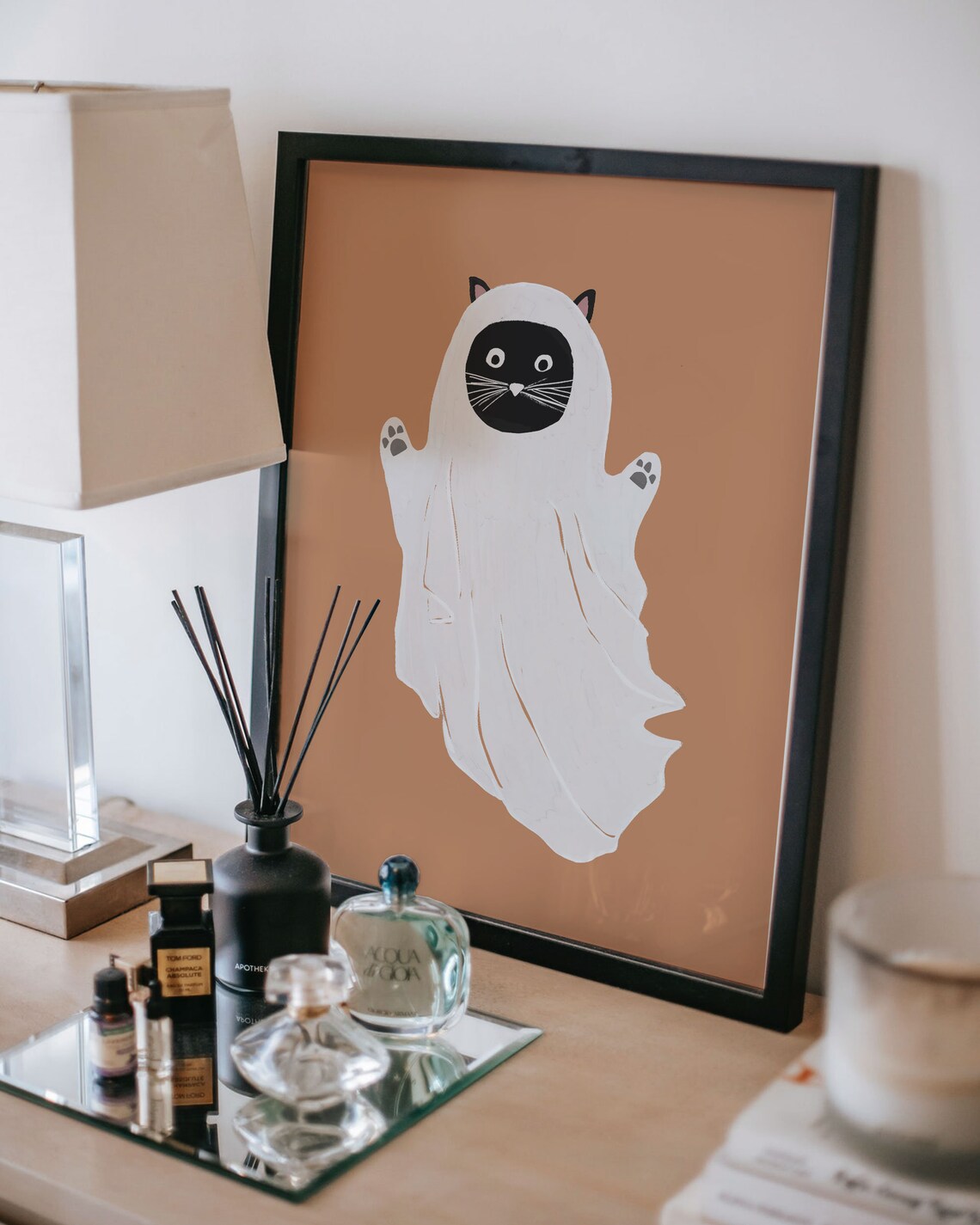 Halloween Cat Peekaboo Art Print, Holiday Decor - Image 2