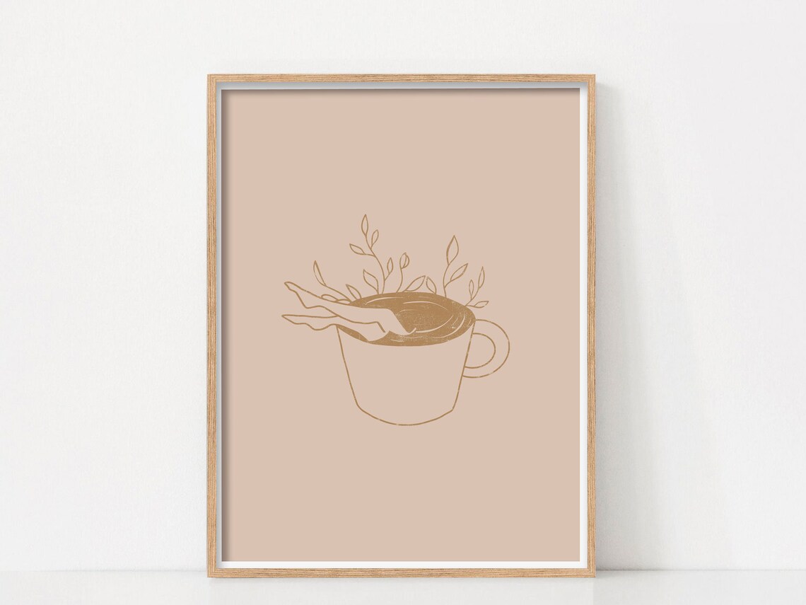 Retro Coffee Print, Boho Kitchen Wall Art