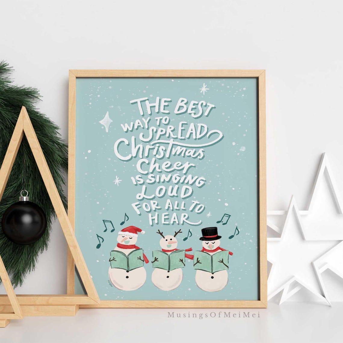 Best Way to Spread Christmas Cheer Caroling Snowmen Kids Poster - Image 2