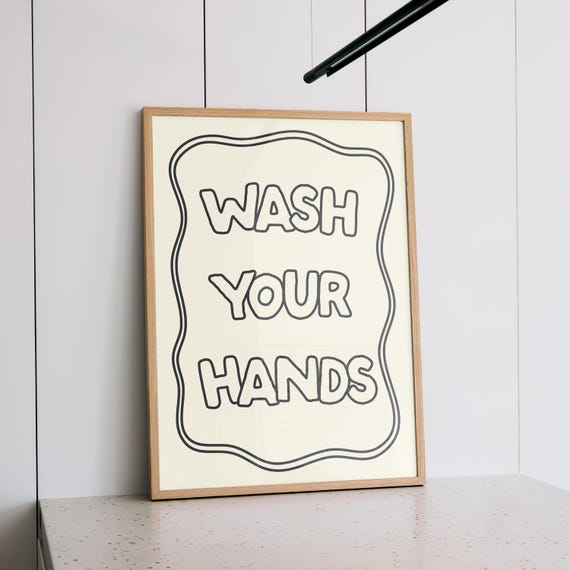 Wash Your Hands Print Modern Bathroom Wall Art Minimalist Home Decor Bold Reminder Poster En Suite Typography Gift