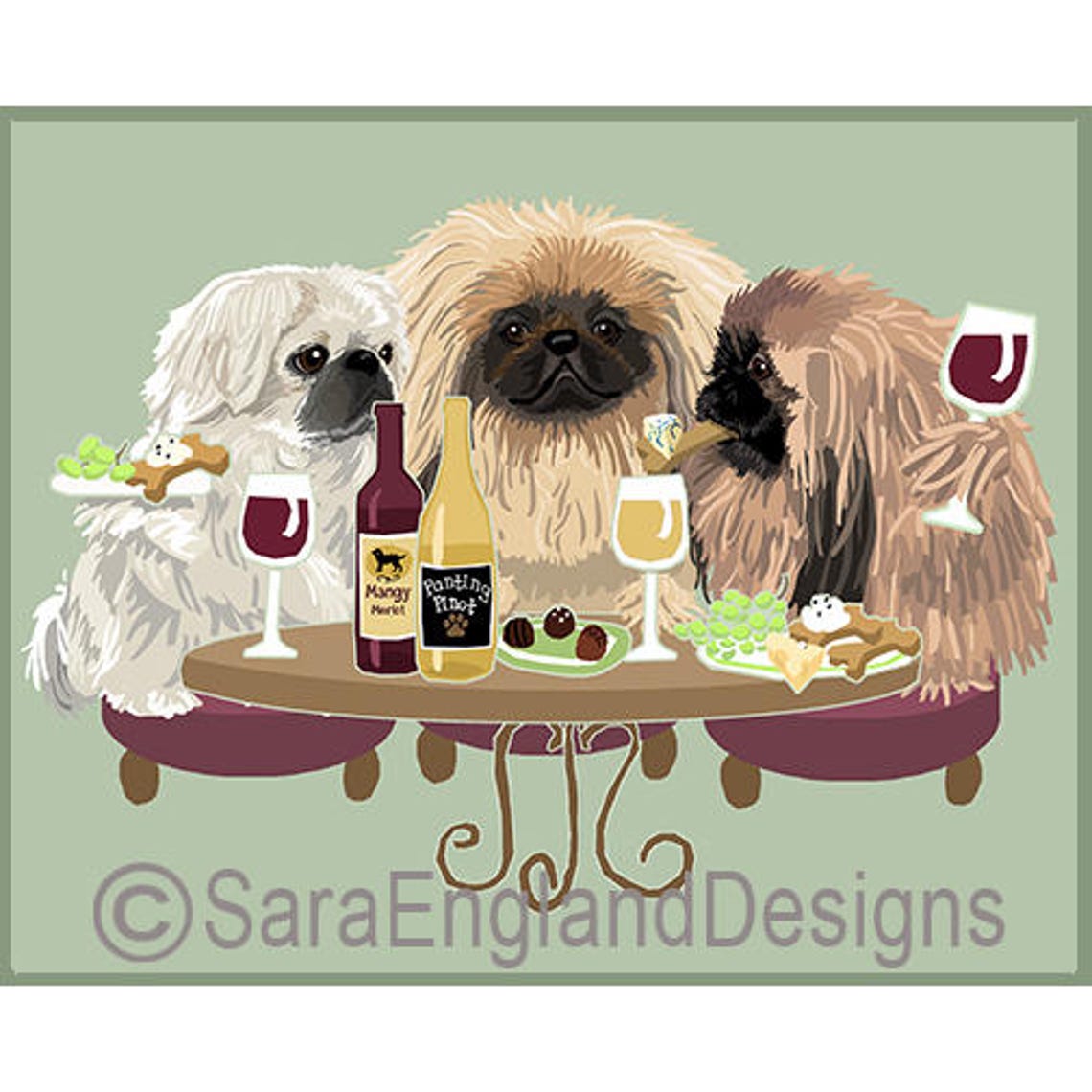 Pekingese - Wineing Dogs Art Print