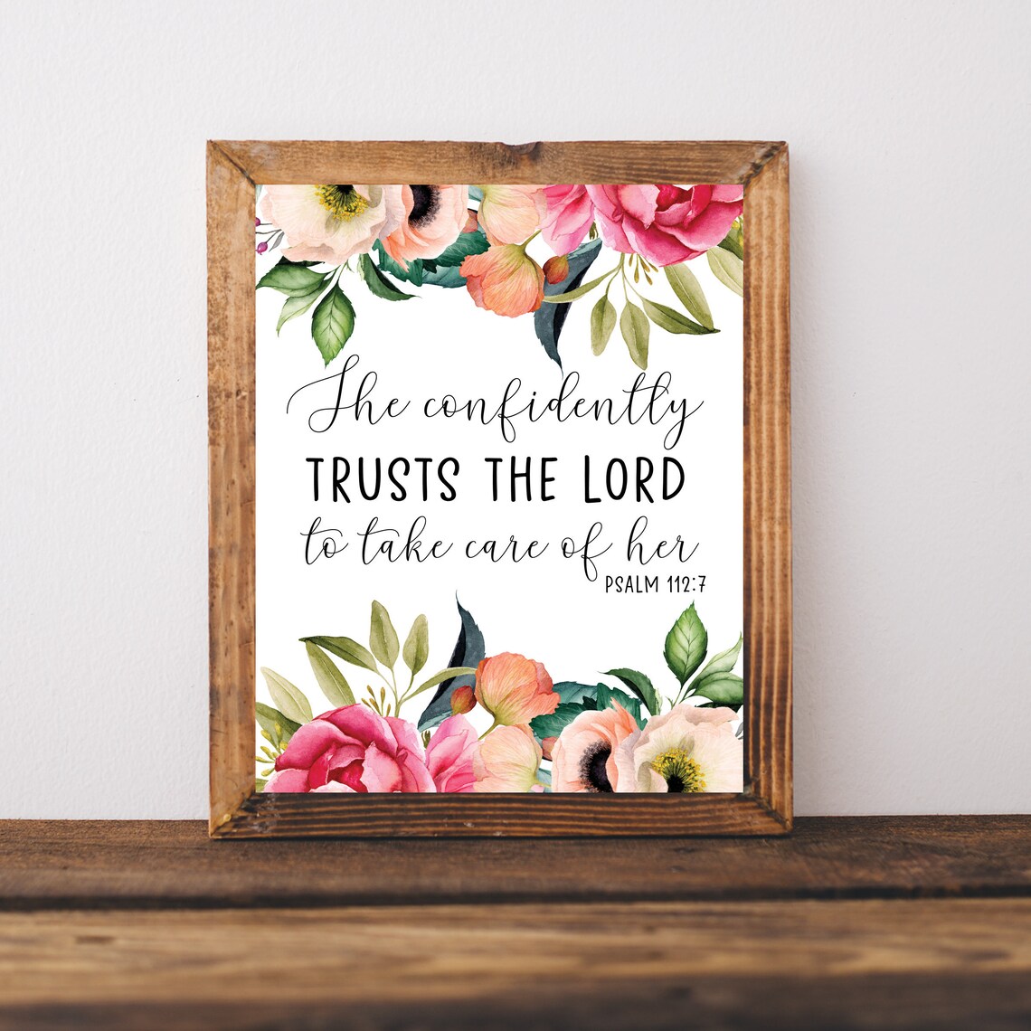 Bible Verse Wall Art Gifts Scripture Printables Sign Decor She Confidently Trusts The Lord