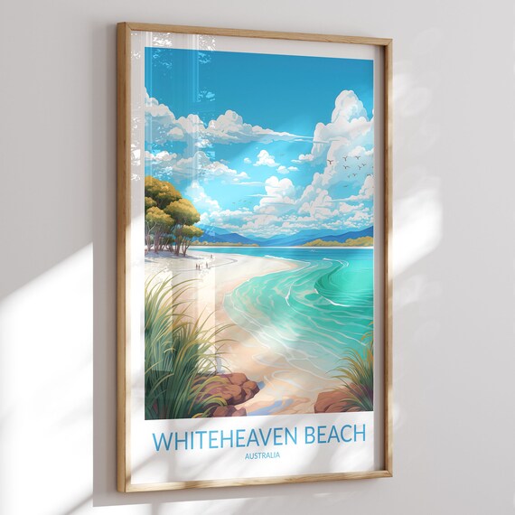 Whiteheaven Beach Australia Turquoise Water Tropical Travel Poster