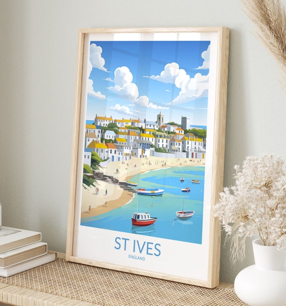 St Ives Print No 3 St Ives Poster England St Ives Wall Art St Ives Art Print St Ives Artwork St Ives Travel Gift United Kingdom