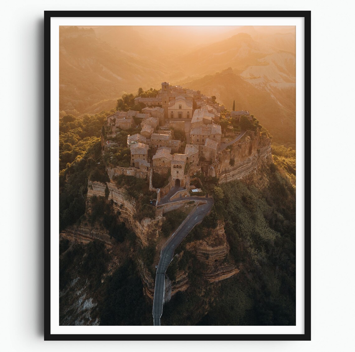 Civita Di Bagnoregio Travel Poster, Sunrise Aerial Photography