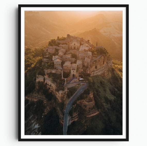 Civita Di Bagnoregio Travel Poster, Sunrise Aerial Photography