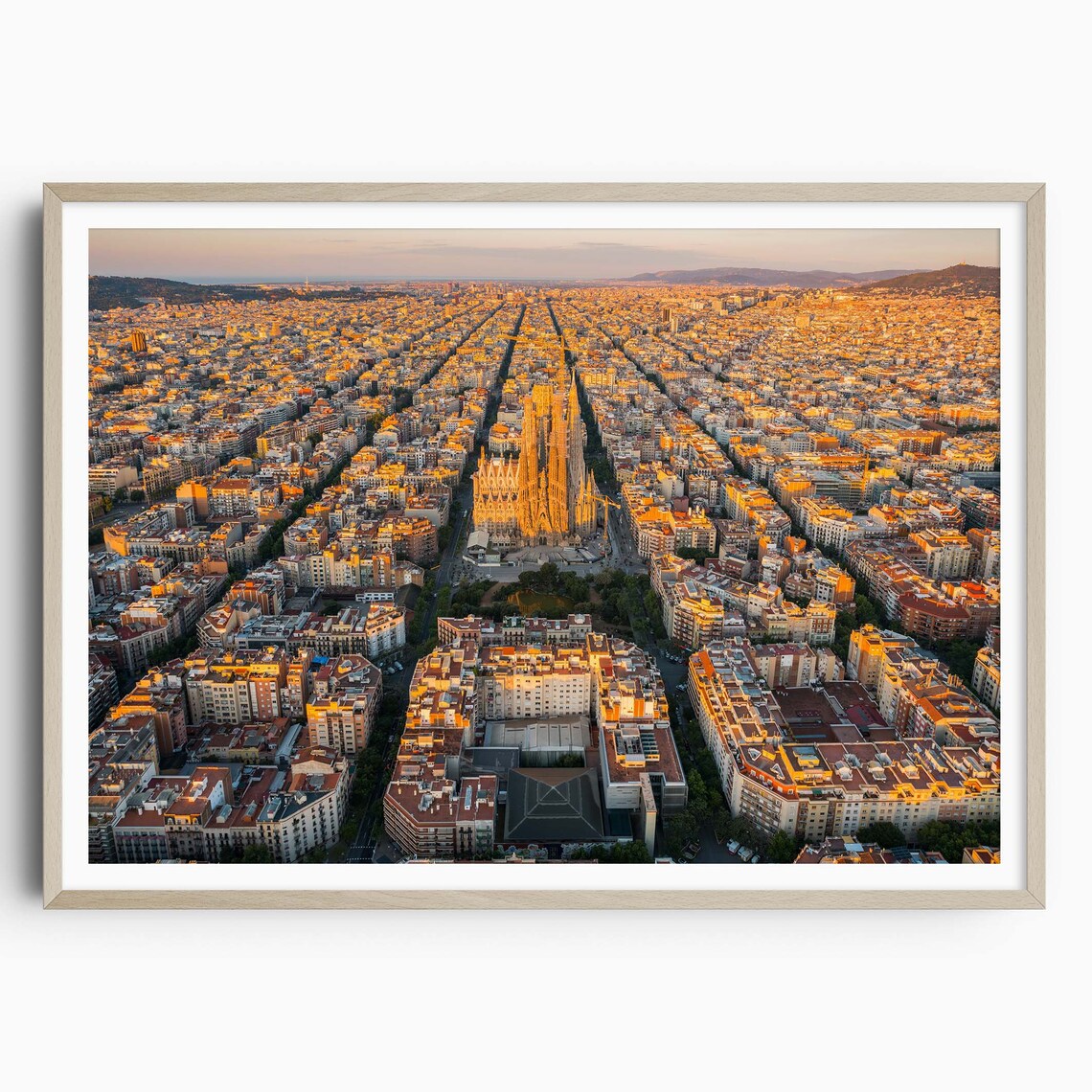 Barcelona Sagrada Familia Sunrise Aerial Landmark View Poster