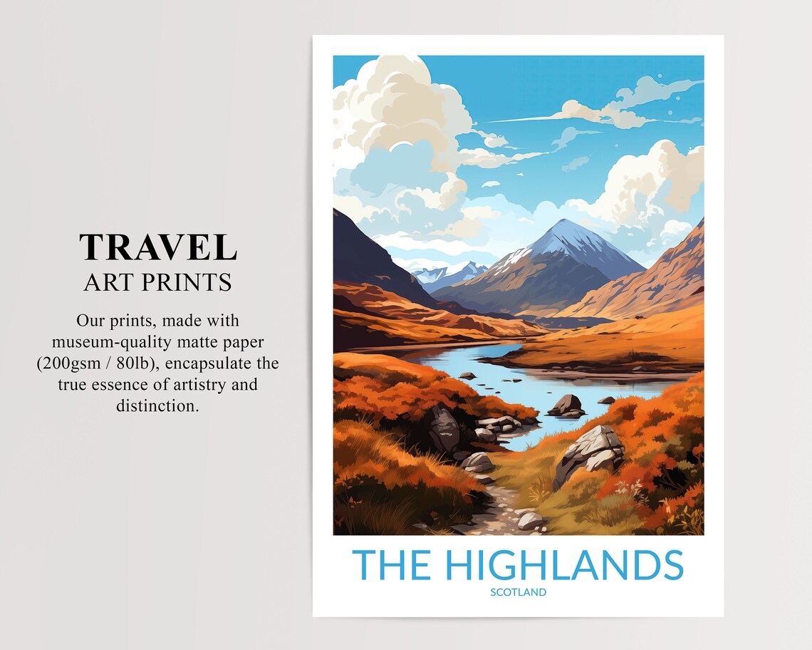 The Highlands Travel Print No 7 Scotland The Highlands Poster The Highlands Wall Art The Highlands Traveler Gift Scotland - Image 2