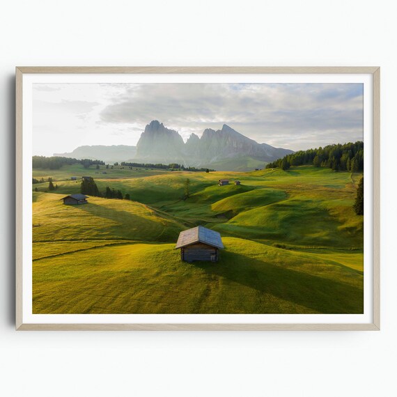 Italy Print Seiser Alm Wall Art Travel Gift Travel Poster Europe Print Dolomites Print Aerial Photography Mountain Wall Decor