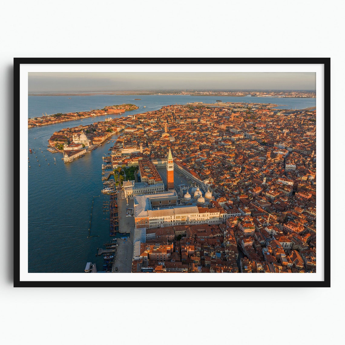 Venice Aerial View St Marks Square Grand Canal Sunset Italy Poster
